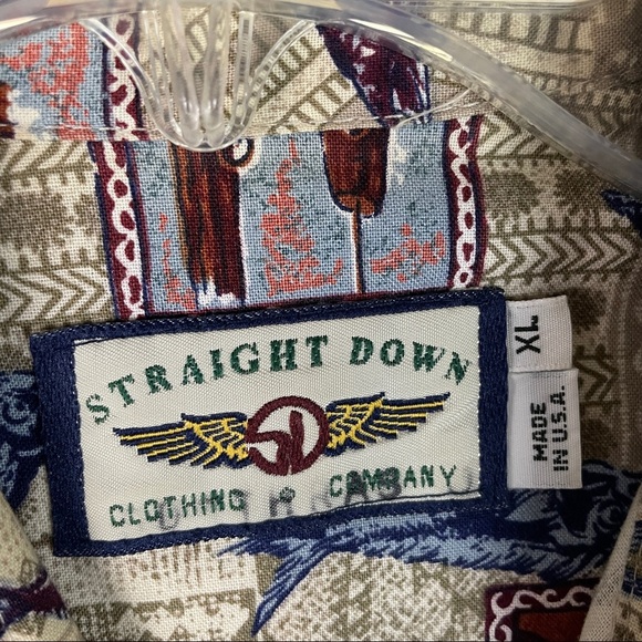 Straight Down Fishing Button Up Shirt Size XL - Picture 3 of 6